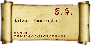 Balzer Henrietta névjegykártya